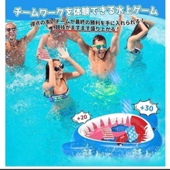 陸でも海でも　シャーク型　インフレータブルプールトイ おもちゃサメの画像
