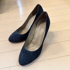 【saloon】36サイズ★ ヒール8cmネイビー スエード パンプスの画像