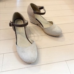 【23.5cm】ヒール6.5cm★ウェッジソール アンクルストラップ サンダルの画像