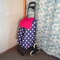 【箱付き】キャプテンスタッグ　キャリーカート ３輪カート ドット柄 ショッピングカート 買い物 旅行 保温保冷 の画像