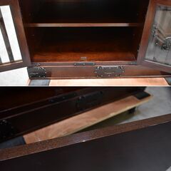 ≪yt2015ジ≫ 岩屋堂箪笥 桜木作 オーダーテレビボード90 幅90cm 桜木家具店製造 和風/和箪笥/TVボード/TV台/欅/漆塗装/中古家具/宮城県仙台市 70822-08の画像