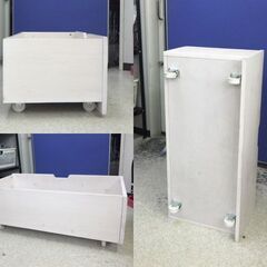 ② 収納トロッコ 幅86cm 木製収納ボックス 店舗什器 キャスター付き アパレル 雑貨屋 ストック什器 ☆ 札幌市 北区 屯田の画像