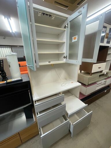 難あり⭐︎大川家具⭐︎ホワイトキッチンボード 幅約115 楽天市場】キッチンボード 食器棚 引き戸 幅115 奥行47 高さ194cm