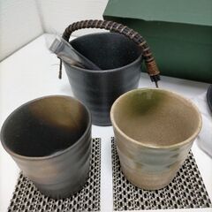 庫山　釉変り　焼酎宴揃　’アイスペール・カップ・和皿　250825-9Tの画像