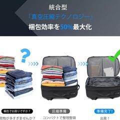 【新品未使用】Airback 真空シール圧縮トラベルバックパック 60L 拡張可能 盗難防止トラベルノートパソコンバックパック 防水ノートパソコンバッグ 男女兼用スクールリュックサックギフト 17.3インチノートパソコン対応 グレーの画像