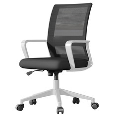 大幅値下げ‼【新品】オフィスチェア 肘つき 椅子 テレワーク 疲れない 通気性メッシュ 白×黒の画像