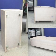 ③ 収納トロッコ 幅86cm 木製収納ボックス 店舗什器 キャスター付き アパレル 雑貨屋 ストック什器 ☆ 札幌市 北区 屯田の画像