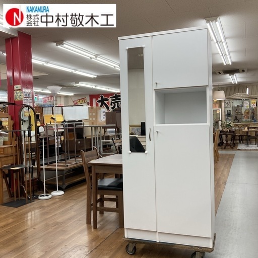 ジモティー限定価格 S764 ⭐ 中村敬木工 NAKAMURA 姿見付きシューズボックス ディープH 幅75cm USED