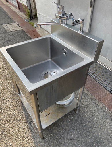 業務用 tanico 1槽シンク 混合水栓 蛇口付き 幅600×奥600×高さ800+150(mm) 一槽シンク 一層シンク 1層シンク 厨房機器 流し シンク 大阪