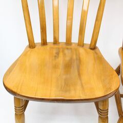 571)【2客セット】柏木工 ダイニングチェア 無垢材 カントリースタイル 飛騨家具 KASHIWAの画像