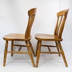 571)【2客セット】柏木工 ダイニングチェア 無垢材 カントリースタイル 飛騨家具 KASHIWAの画像