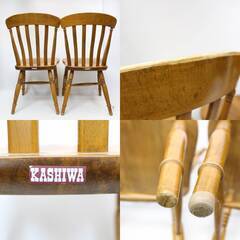 571)【2客セット】柏木工 ダイニングチェア 無垢材 カントリースタイル 飛騨家具 KASHIWAの画像