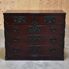 ≪yt2016ジ≫ 美品 岩屋堂箪笥 桜木作 チェスト105 4段5杯 幅105cm 桜木家具店製造 和風/和箪笥/民芸箪笥/欅/漆塗装/中古家具/宮城県仙台市 70822-09の画像