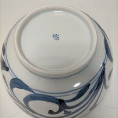 砥部焼 千山  食器  ボウル 中鉢 ホワイト/ブルー　玉ぶち中鉢 (唐草)  250825-11Yの画像