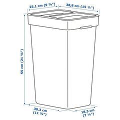 IKEA HÅLLBAR 蓋付きダストビン 35 L（ライトグレー）の画像