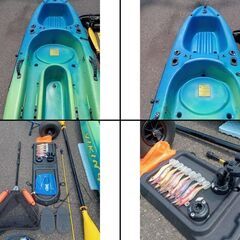 【多数付属品】バイキングカヤック 忍　魚探　ドーリー　パドル　ペダル　フラッグ等々の画像
