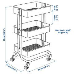 【美品】 IKEA RÅSKOG ロースコグ ワゴン／ブラック×2+天板１つの画像