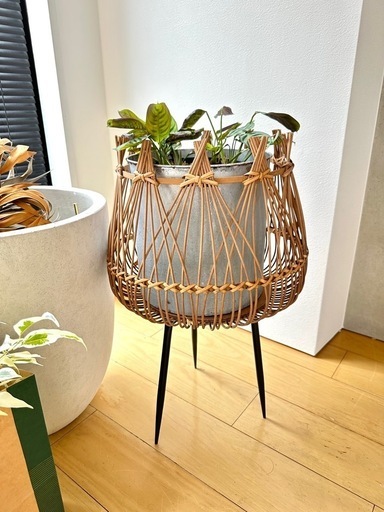 バンブーポットスタンド/植木鉢カバープランター軽量 天然素材