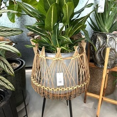 バンブーポットスタンド/植木鉢カバープランター軽量 天然素材 の画像