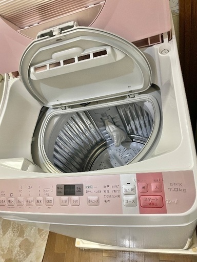 美品！　実質使用半年以下　SHARP　縦型洗濯機　ES-TX750-P 　7.0kg　洗濯乾燥機　シャープ　全自動　風呂水吸水ホース付
