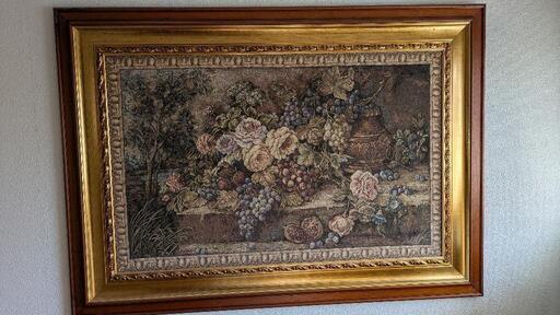 イタリア製ゴブラン織 刺繍絵画中古品
