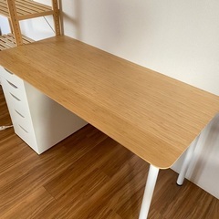 IKEA イケア　ANFALLARE アンファラレ / ALEX アレクス　デスク　140X65　竹　ホワイト　APの画像