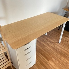 IKEA イケア　ANFALLARE アンファラレ / ALEX アレクス　デスク　140X65　竹　ホワイト　APの画像