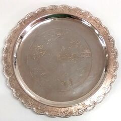 IAN アンティークトレー シルバー プレート 皿 直径：約25cm 雑貨 ヴィンテージ silver 札幌市 中央区 南12条の画像