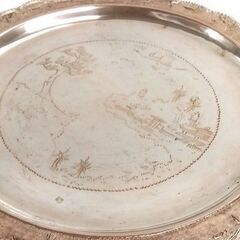 IAN アンティークトレー シルバー プレート 皿 直径：約25cm 雑貨 ヴィンテージ silver 札幌市 中央区 南12条の画像