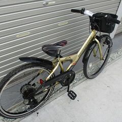 E450★13800円★整備済み 中古子供自転車 BS　JrMTB　６段変速　ゴールド【24インチ 】の画像