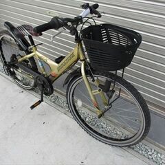 E450★13800円★整備済み 中古子供自転車 BS　JrMTB　６段変速　ゴールド【24インチ 】の画像
