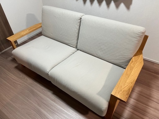 無印良品　ソファ本体木製フレームウレタンポケットコイル２．５シーター