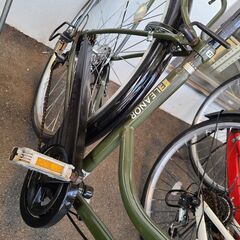 J1376【リユースのサカイ柏店】シティサイクル　ELEANOR　6段変速　ダイナモライト　グリーン　★店頭にて試乗可★ 簡易クリーニング済　　 中古自転車 　流山市  松戸市 我孫子市 鎌ヶ谷市 船橋市 守谷市 取手市の画像