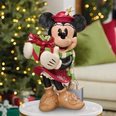 【配送可】Jim Shoreジム ショア プレゼントを持ったミニーちゃん レジン置物 クリスマス Xmas ミニーマウス ディズニー キャラクター 屋内屋外エクステリア玄関 高級ストーンレジン手描きオブジェの画像