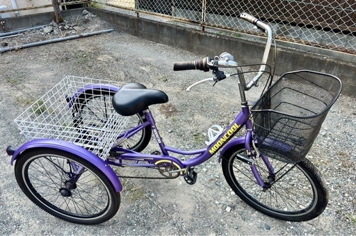 お値下げします！美品☆前後に籠2つ付き☆大人用三輪車☆パープル☆売ります！