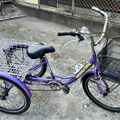美品☆籠大2つ付き☆紫色☆大人用三輪車☆売ります！の画像