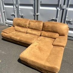 【レザーテックス】　シェーズロングソファ　トレビソ　Lタイプ　(オールドキャメル)の画像