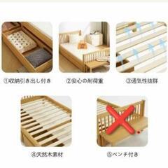 新品 収納付き シングルベッド すのこの画像