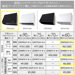 クリナップ/深型レンジフード/W600　ブラック/の画像