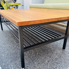 【武蔵小山店】 センターテーブル ローテーブル 木製天板 スチール脚 棚付き table coffee table リビングテーブル sofa table 北欧 インダストリアル　（検　ノットアンティーク Knot Antique 関家具 Seki Furniture クラッシュゲート CRASH GATE ギネス GUINESS ギネスシリーズの画像