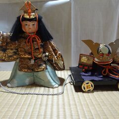 高級 五月人形　木目込み人形　兜車付き　②の画像