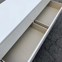 タンス　収納家具　収納棚　タンス　衣類　白　ホワイト　横長　三段　3段【横160.5奥48.2高77.2】の画像