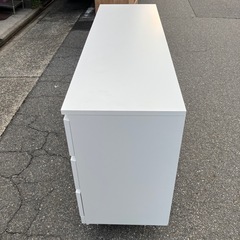 タンス　収納家具　収納棚　タンス　衣類　白　ホワイト　横長　三段　3段【横160.5奥48.2高77.2】の画像
