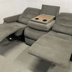 NITORI/ニトリ 電動リクライニングソファ 3人掛け Nビリーバー テーブル付き グレー 布製 中古家具 店頭引取歓迎 R9922の画像