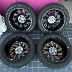 溝有　レヴォーグ VN EX GT 純正 215/50R17 YOKOHAMA タイヤ　17インチ ホイール　ブラック塗装+切削光輝 PCD114.3の画像