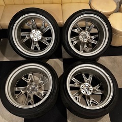 美品 バリ溝 タイヤ付 RAYZ Z34 中期 純正 オプション 19インチ ホイール 純正 低走行 ADVAN FLEVA YOKOHAMA 245/40r19 275/35r19の画像