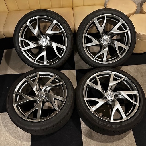 美品 バリ溝 タイヤ付 RAYZ Z34 中期 純正 オプション 19インチ ホイール 純正 低走行 ADVAN FLEVA YOKOHAMA 245/40r19 275/35r19