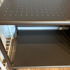 キッチンワゴン　スチールワゴン　3段　ダークブラウン　　の画像