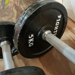 自宅で筋肉トレーニング🏋️  ダンベルセット💪 トレーニング用品 ダンベル 2.5KG 5KG 色落ちアリ💦 2個セット 筋トレ 黒の画像