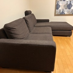 3人掛け布製カウチソファ の画像